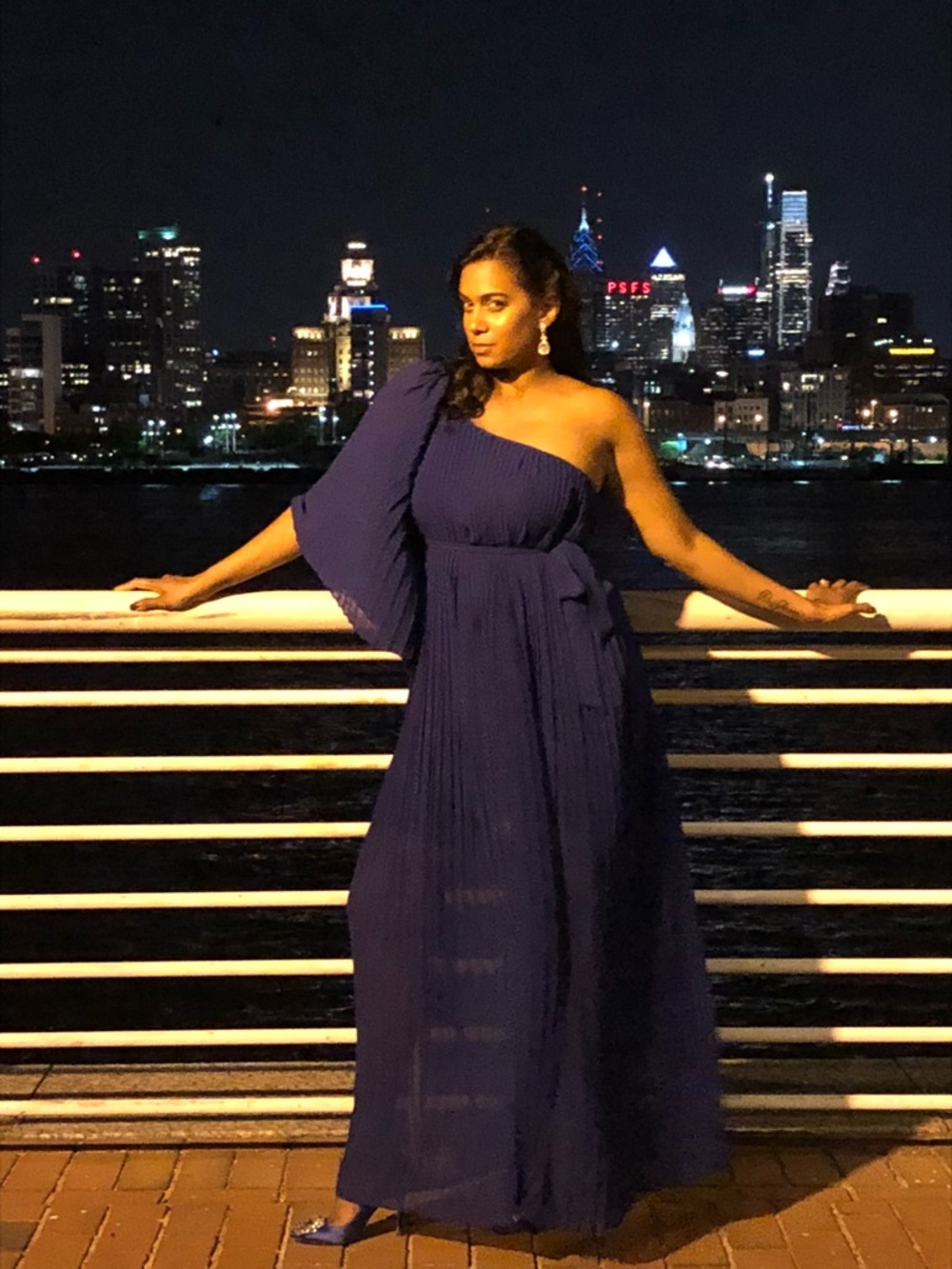 Lush One-Shoulder Evening Dress in Royal Blue
